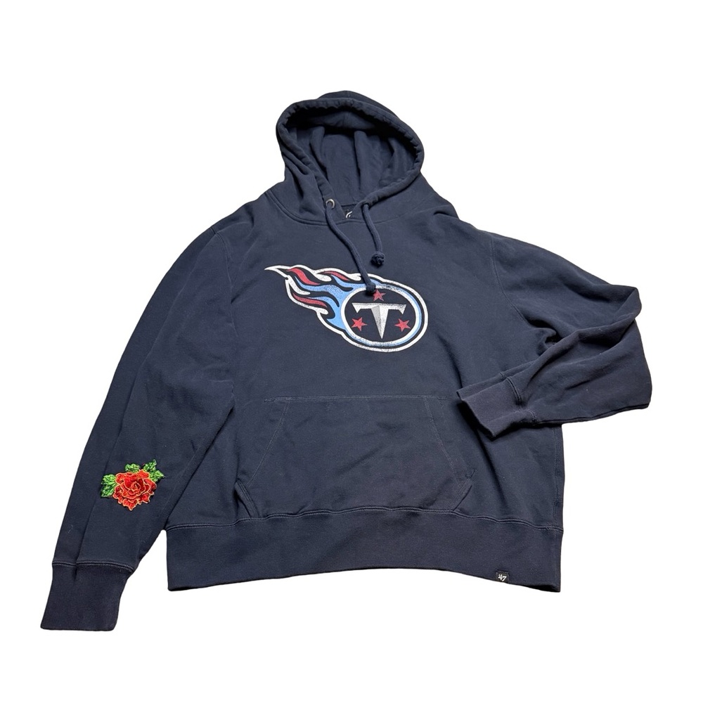 ✨🏈‎ ’47 Tennessee Titans NFL Hoodie Navy Pullover Rose Patch XXL 🏈✨